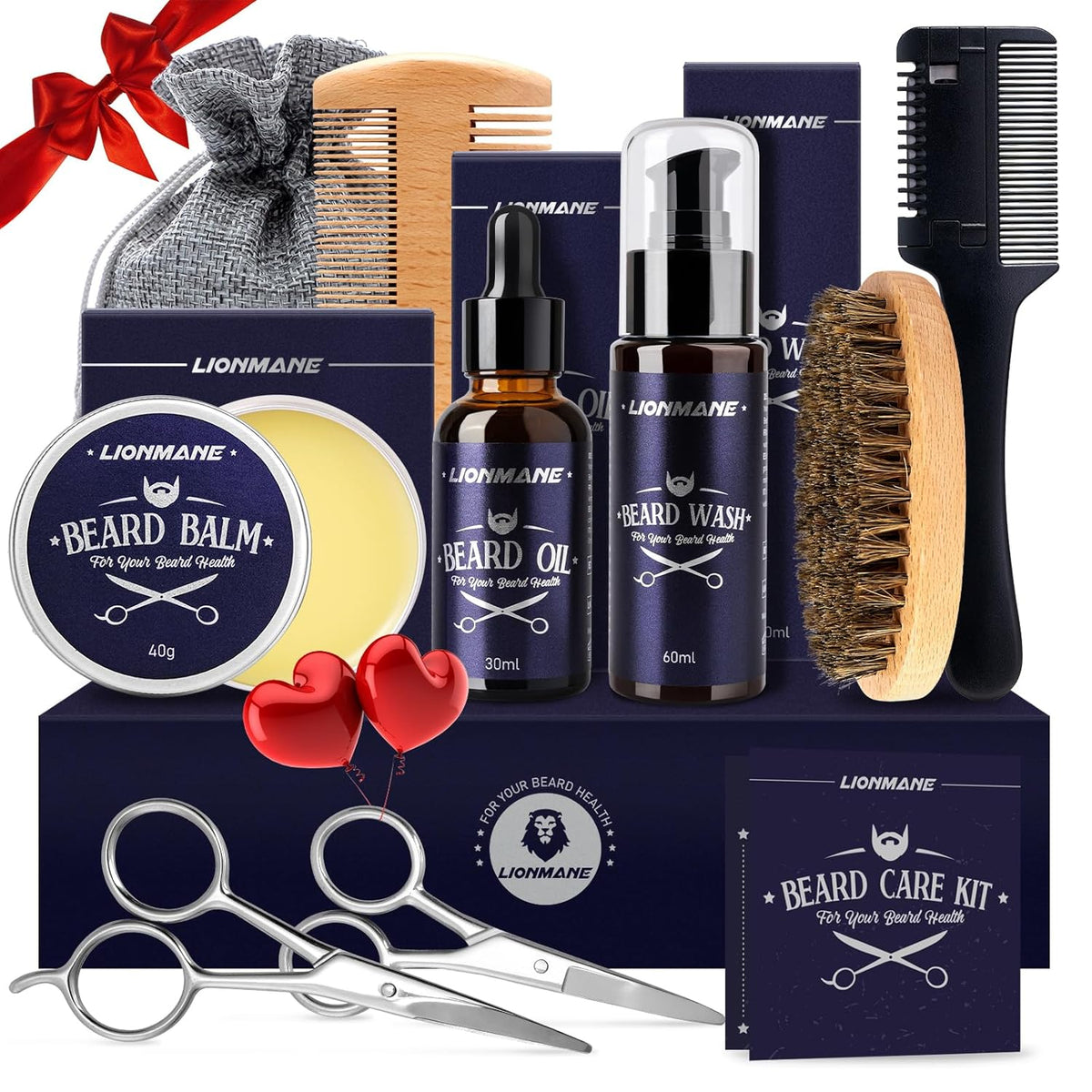 Beard Care Gifts Kit for Men - Beard Mustache Grooming Kit