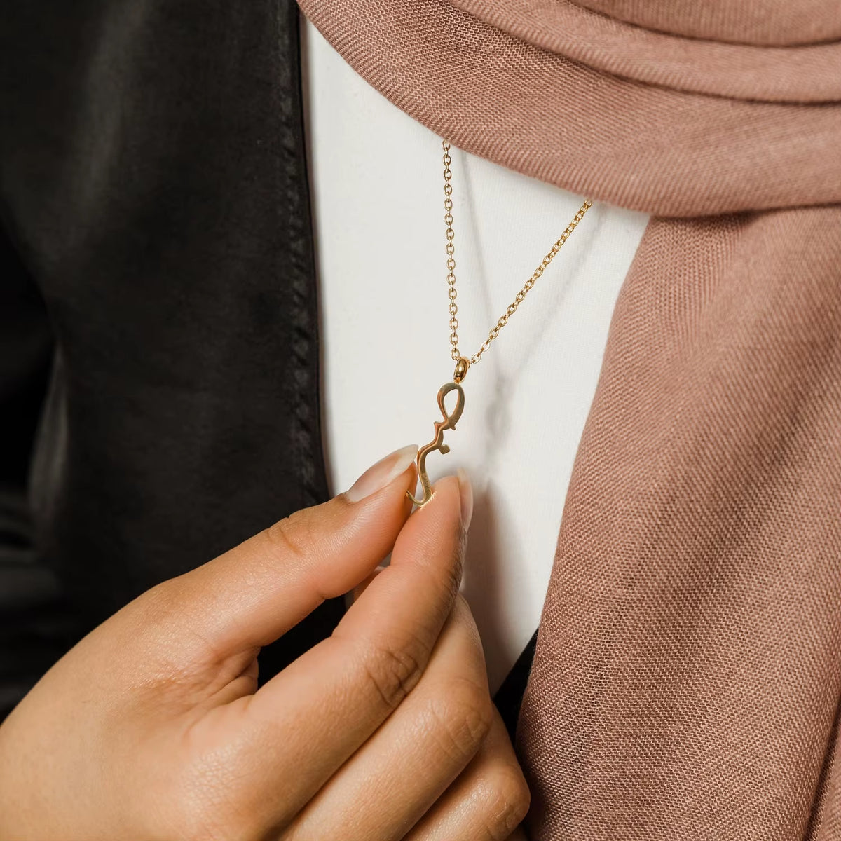 Patience Calligraphy Necklace Custom Arbic Name Pendant Stainless Steel Nameplate Arabic Muslim Jewlery Ramadan Gift for Female