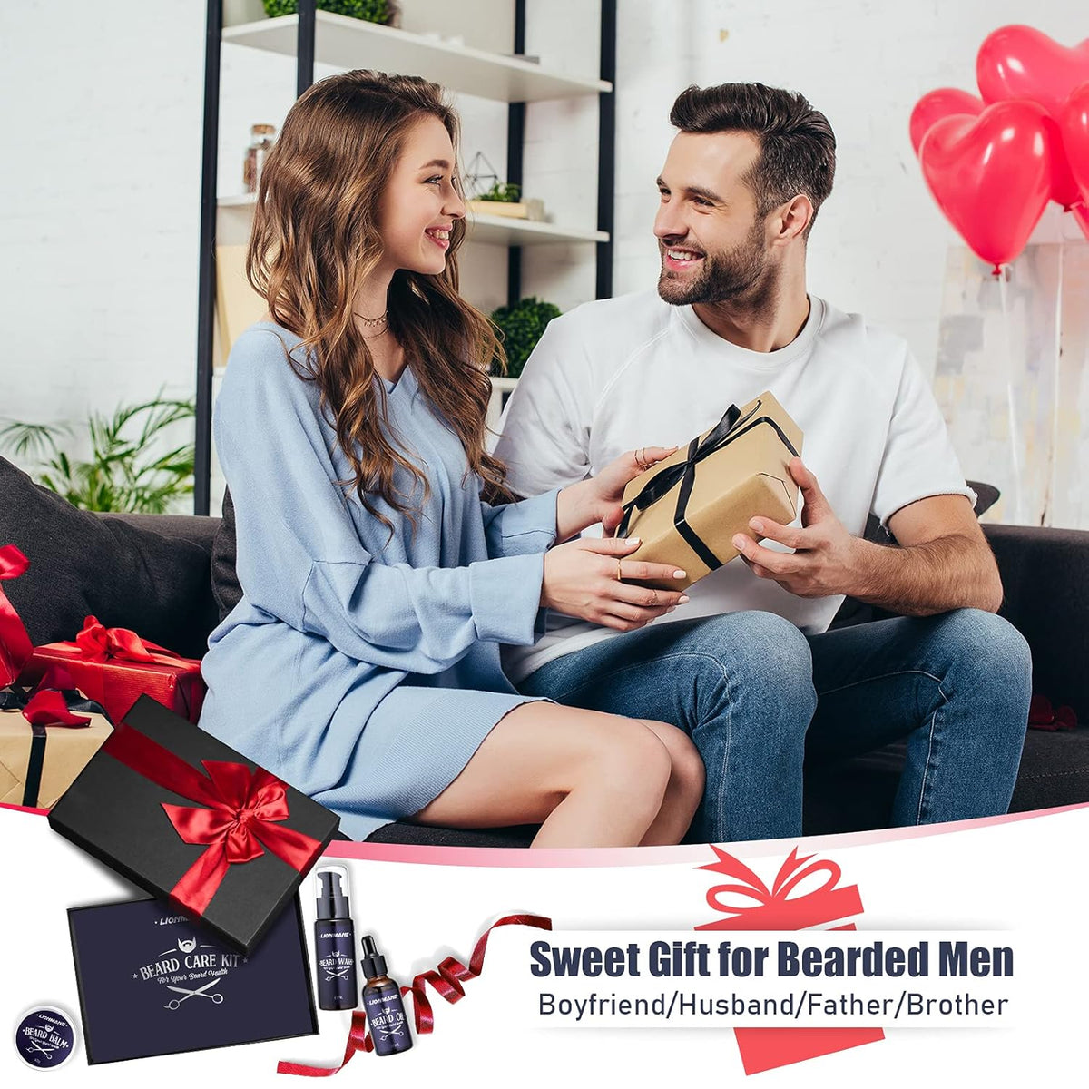 Beard Care Gifts Kit for Men - Beard Mustache Grooming Kit