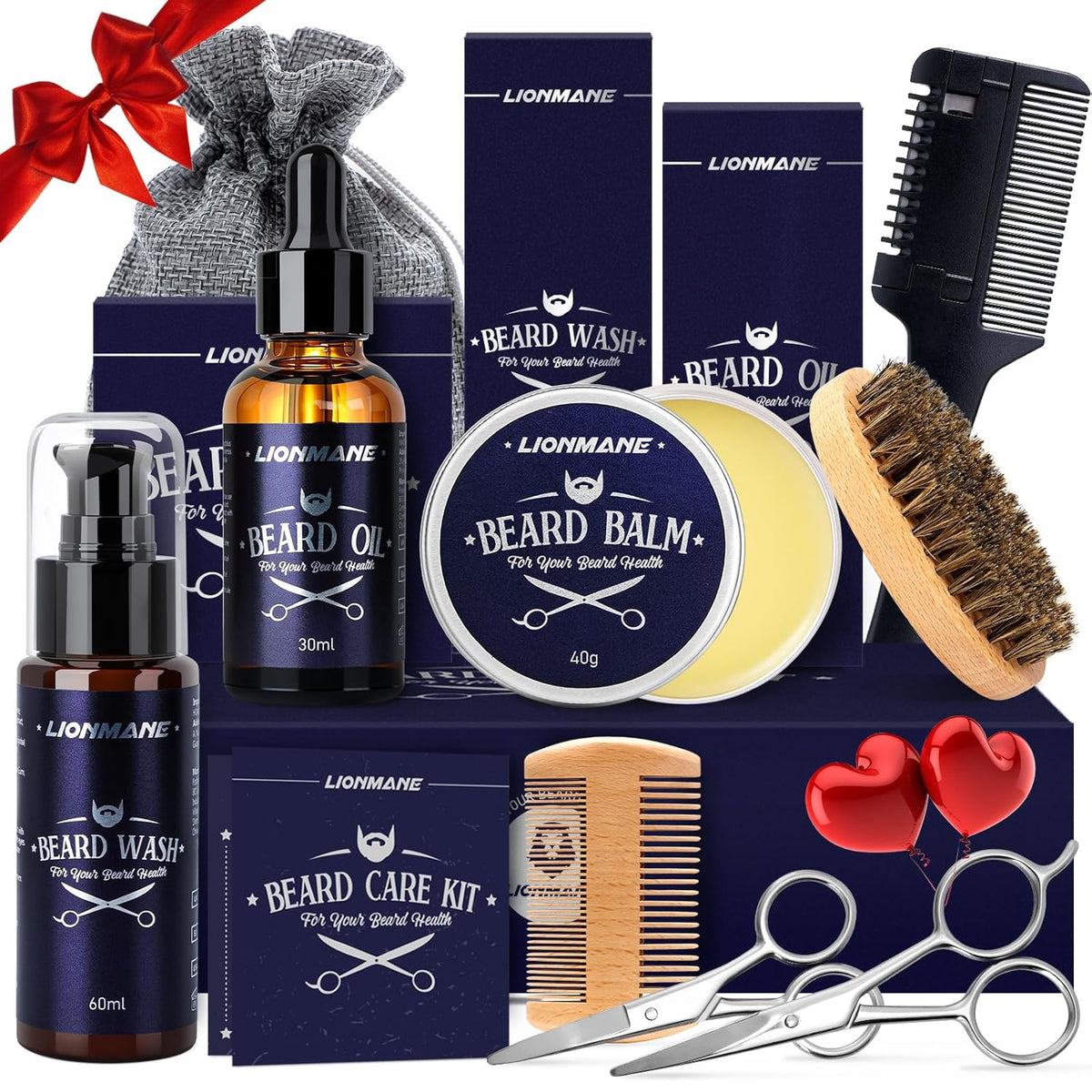 Beard Care Gifts Kit for Men - Beard Mustache Grooming Kit